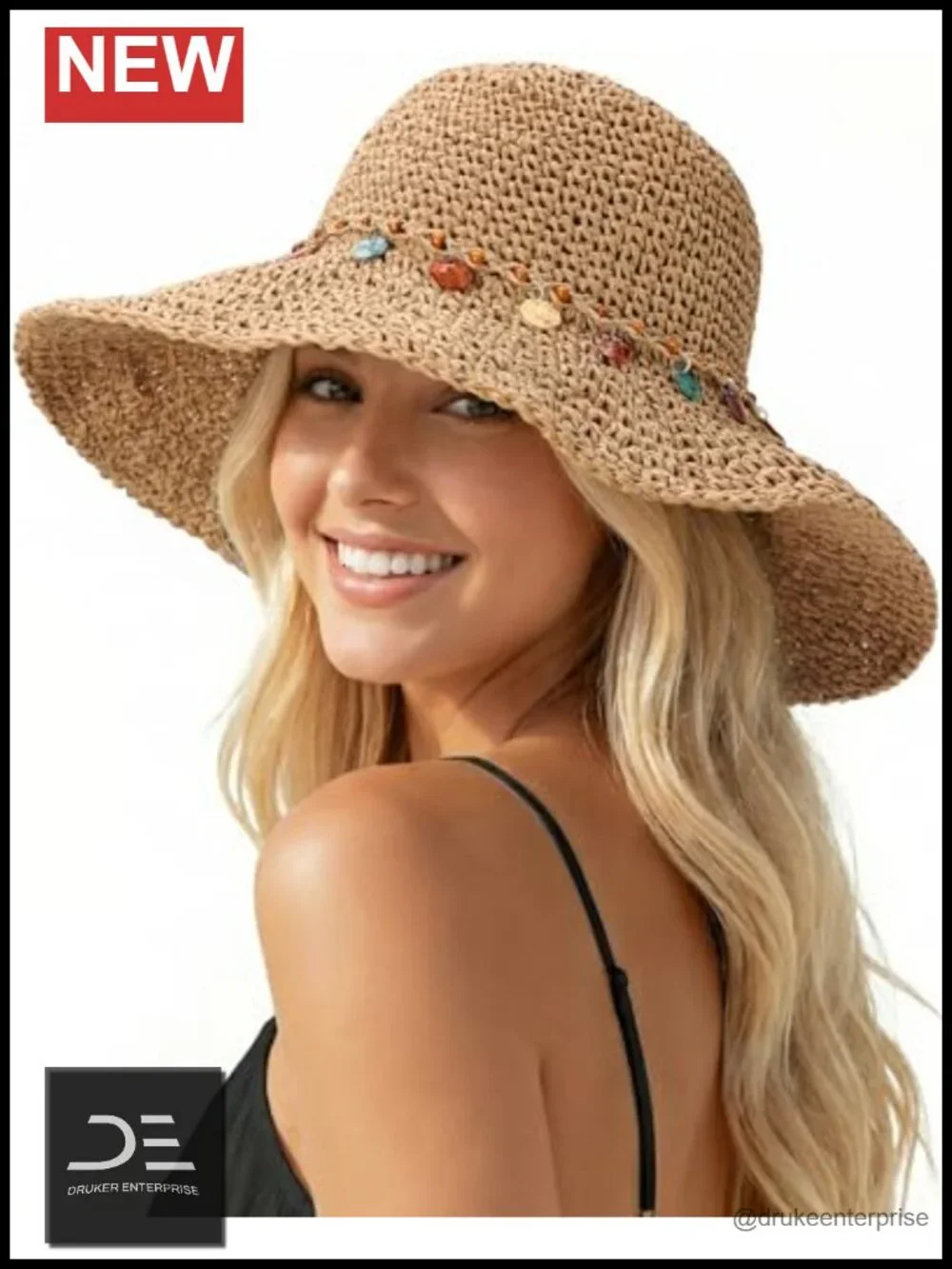 Handcrafted Paper Straw Bucket Hat with UPF 50+ Sun Protection